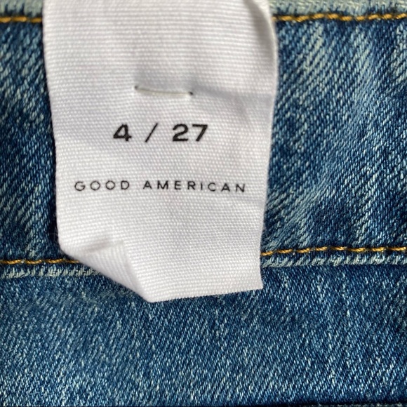 Good American Cutoff Fold Over High Waist Denim Shorts NWT - Picture 10 of 13